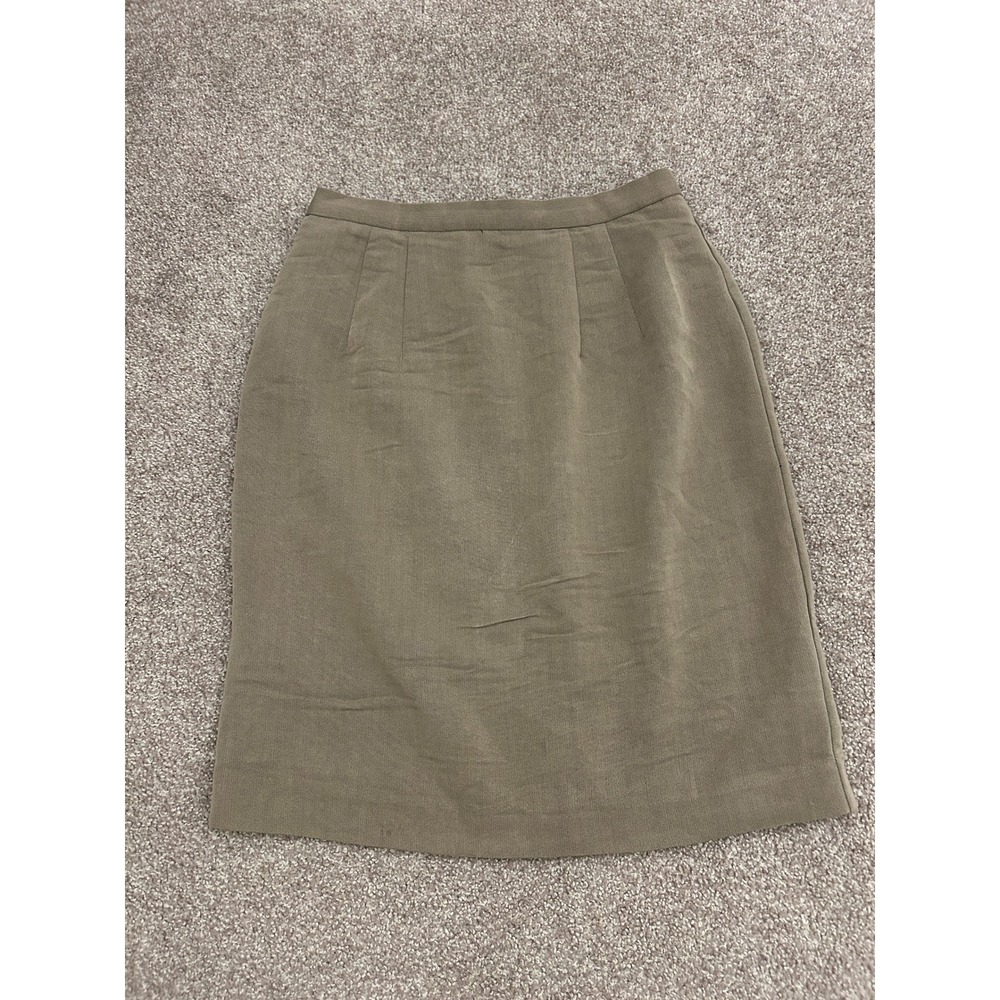 90s Taurus Pencil Skirt Womens 12 Brown Excellent High Waisted Rayon Blend Midi